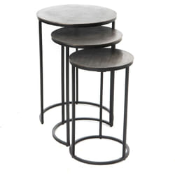 Amadeus - Set de 3 Bout de canapé rond silv en fonte d'aluminium