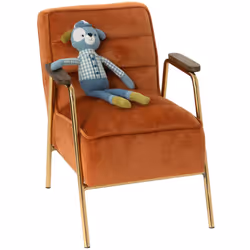 Ce superbe fauteuil Hutch va vous séduire par son confort et sa robustesse. Son piètement en métal doré, ses accoudoirs en bo ...