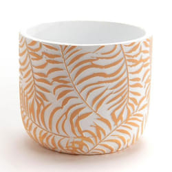 Cache pot Feuilles jaune grand modèle (lot de 2) - Amadeus