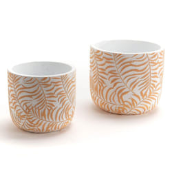 Amadeus - Cache-pot Feuilles Jaune Petit Modèle (lot De 2)