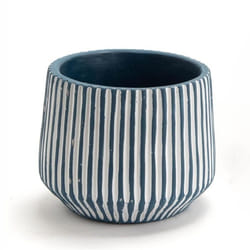 Cache pot bleu Rayures petit modèle (lot de 2) - Amadeus