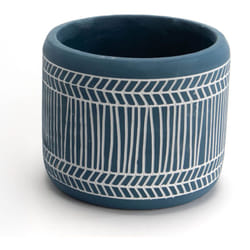 Amadeus - Cache pot bleu à lignes grand modèle