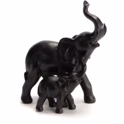 Notre statuette Maman et Bébé Éléphant en résine noire est bien plus qu'un simple objet de décoration. Elle raconte une histo ...