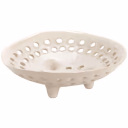 Coupe décorative Lisa, petit modèle en grès, ajourée et posée sur trois pieds. Sa forme irrégulière et son design unique en f ...