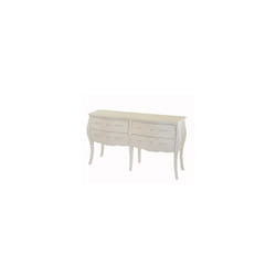 Commode double 4 tiroirs 140x40x80 cm blanc - charmy