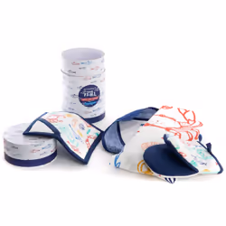 Découvrez notre nouveau lot de cuisine de la collection Ariel, composé d'un tablier, d'un gant de cuisine et d'une manique as ...