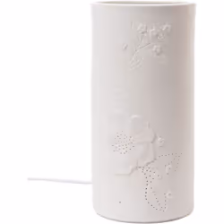 Lampe à poser blanche coquelicots En porcelaine Dimensions environ : Hauteur 20 cm x diamètre 10 cm Fonctionne sur secteur, p ...