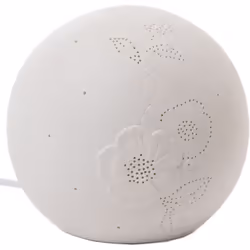 Lampe boule à poser blanche coquelicots En porcelaine Dimensions environ : Hauteur 15 x Diamètre 16 cm Fonctionne sur secteur ...