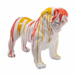 Ce bulldog usa trash de 70 cm blanc, jaune et ocre en résine est idéal pour une décoration personnalisée. Optez pour cette dé ...