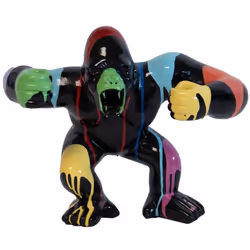 Apportez une touche d'audace et de modernité à votre intérieur avec ce gorille trash noir éclaboussé de touches de peinture c ...