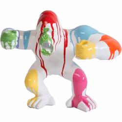 Plongez dans un univers artistique et ludique avec cette superbe décoration représentant un gorille aux couleurs vibrantes. M ...