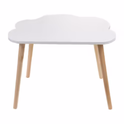 Amadeus propose une table pour enfants en forme de nuage, conçue avec un plateau en MDF facile à entretenir et des pieds en p ...