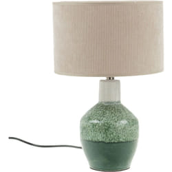Amadeus - Lampe de table 25x25x45 cm en céramique verte et abat-jour beige