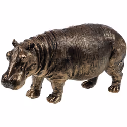Apportez une touche exotique à votre intérieur avec cette élégante décoration représentant un hippopotame debout, finement pa ...