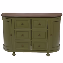 Buffet 6 tiroirs Bohème olive en bois - Amadeus