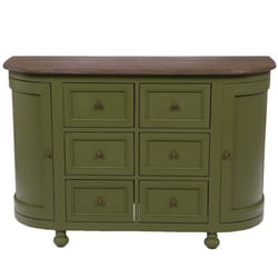 Buffet 6 tiroirs Bohème olive en bois - Amadeus