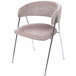 La chaise Zia se distingue par son design contemporain et ses finitions soignées. Son revêtement en tissu gris, parsemé de su ...
