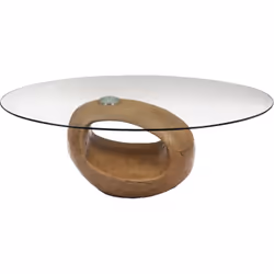 Cette table basse ovale en verre et chêne est la pièce idéale pour compléter de façon élégante la décoration de votre chez-so ...