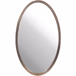 Associez ce miroir ovale en aluminium doré parmi la collection d'ornements qui tapissent le mur de votre salon. Simple en app ...