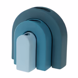 Découvrez le vase Thérapie Bleu d'Amadeus, une pièce de céramique unique représentant trois vases de nuances de bleu différen ...