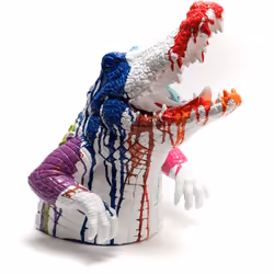 Découvrez le Crocodile en Attaque Trash de chez Amadeus, une pièce d'art unique et audacieuse. Cette sculpture en résine, mes ...