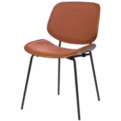 La chaise Atlanta orange combine confort et élégance grâce à son dossier et son assise en bois de couleur noyer, subtilement ...