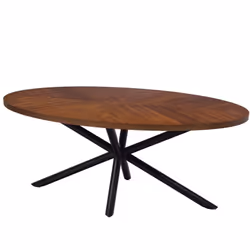 La table Corben d'Amadeus allie élégance et originalité. Son plateau ovale en bois MDF, décoré d'un motif chevron, repose sur ...