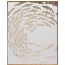 Toile Poissons Dorés 80 x 100 cm Cette toile spectaculaire, mesurant 80 x 100 cm, capture l'élégance et le mouvement d'un ban ...