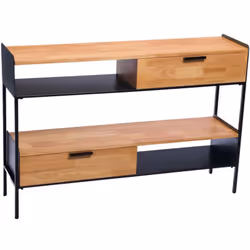 Console Nature Double en Métal et Bois – Élégance et Fonctionnalité Apportez une touche de raffinement naturel à votre intéri ...