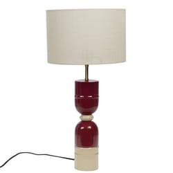 Lampe Smiles bordeaux abat-jour en jute - Amadeus