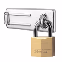 MASTER LOCK Lot comprenant 1 moraillon droit n 703 et 1 cadenas en laiton n 140, Cadenas conventionnel, Verrouillage par clé, ...