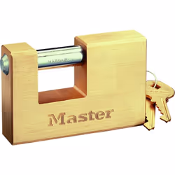 Master Lock Cadenas laiton rectangulaire 76 mm CADENAS RECTANGLE Laiton massif Anse acier cémenté Double verrouillage - 2 clé ...