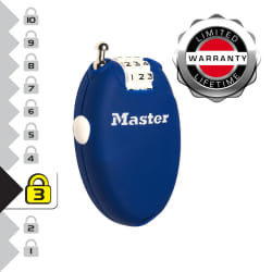 Master Lock 4603EURD Cadenas à Combinaison avec Câble Rétractable, Couleur Aléatoire, 5,4 x 2,1 x 7,2 cm