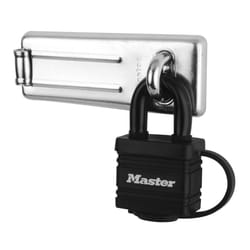 MASTER LOCK Lot comprenant un moraillon droit n 704 + un cadenas de 40 mm rsistant aux intempries