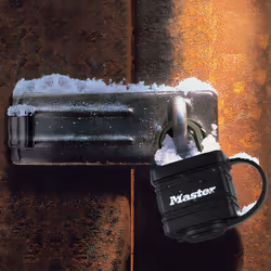 MASTER LOCK Lot comprenant un moraillon droit n 704 + un cadenas de 40 mm rsistant aux intempries