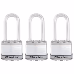 MASTER LOCK Cadenas Excell en acier lamin de 45 mm de largeur avec anse haute de 51 mm, lot de 3, Cadenas conventionnel, Verr ...