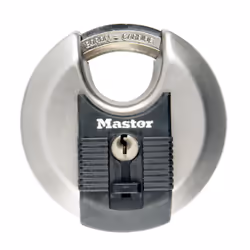 MASTER LOCK Cadenas Excell disque en acier inoxydable de 70 mm de largeur avec anse protge, Cadenas rond, Verrouillage par cl ...