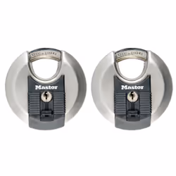 MASTER LOCK Cadenas Excell disque en acier inoxydable de 70 mm de largeur avec anse protge ; lot de 2