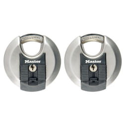 MASTER LOCK Cadenas Excell disque en acier inoxydable de 70 mm de largeur avec anse protge ; lot de 2