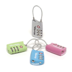 MASTER LOCK Cadenas pour bagages certifi TSA combinaison programmable largeur 30mm avec anse flexible, assortiment de couleurs