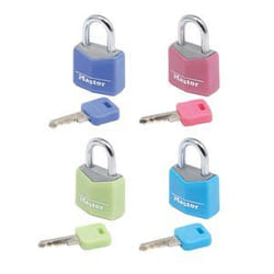 MASTER LOCK Cadenas en aluminium massif d'une largeur de 20 mm, assortiment de couleurs ; lot de 4
