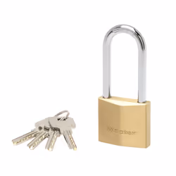 MASTER LOCK Cadenas en laiton massif extra pais d'une largeur de 50 mm avec anse longue de 64 mm, Cadenas conventionnel, Verr ...