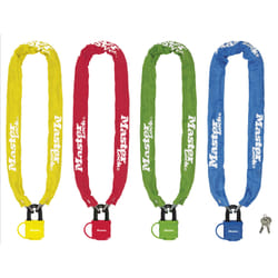 MASTER LOCK Chane en acier cment d'une longueur de 90cm x 6mm avec cadenas en acier lamin de 40mm ; assortiment de couleurs