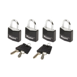 MASTER LOCK Cadenas en aluminium massif recouvert d'une largeur de 20 mm, noir ; lot de 4