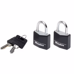 MASTER LOCK Cadenas en aluminium massif recouvert d'une largeur de 30mm ; noir ; lot de 2