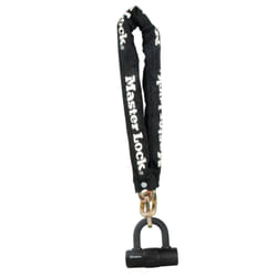 MASTER LOCK Chane en acier cment d'une longueur de 90 cm x 10 mm de diamtre avec mini U cl ; noir