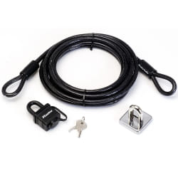 Master Lock 8271EURDAT Câble antivol à boucles avec Cadenas à Clé et Point d'Ancrage, 4,5 m