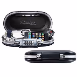 MASTER LOCK Safe Space - Mini-coffre de scurit nomade avec cble de fixation intgr - Format S, Coffre-fort portable, Gris, Mét ...