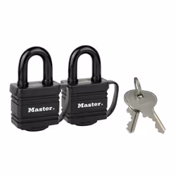 MASTER LOCK 2 cadenas en acier lamin goupilles avec protection thermoplastique d'une largeur de 40mm; noir
