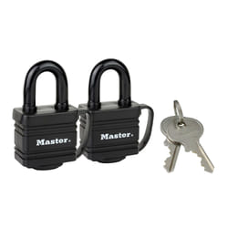 MASTER LOCK 2 cadenas en acier lamin goupilles avec protection thermoplastique d'une largeur de 40mm; noir